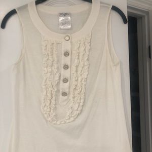 White Chanel Sleeveless Tee